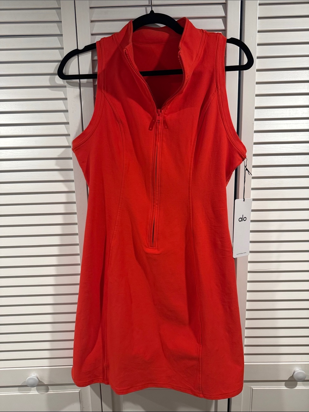 ALO Yoga Women's Bright Red Sleeveless Zip-Up Tank Dress